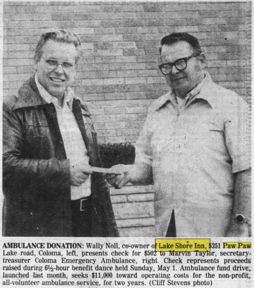 Lake Shore Inn - May 4 1977 Ambulance Fund Donation